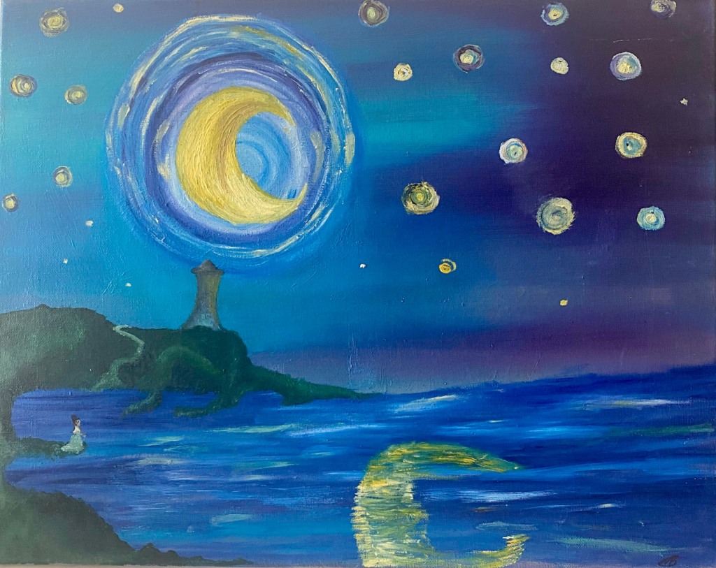 Singing to the Moon Oil Paint on Canvas 2019