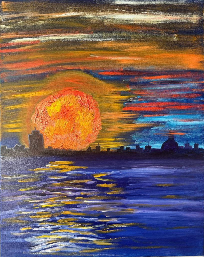 Sunset in Dumbo Oil Paint on Canvas 2023